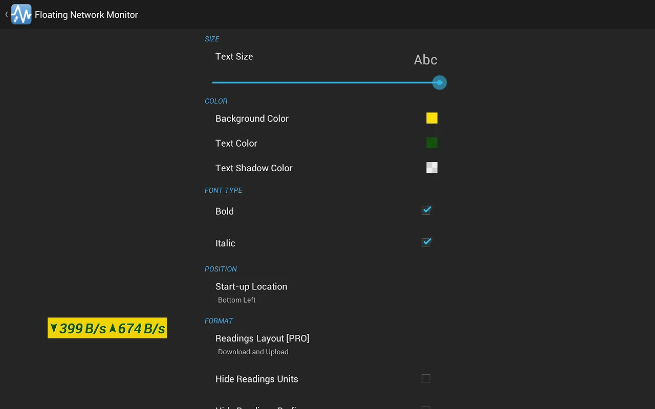 Floating Network Monitor Screenshots
