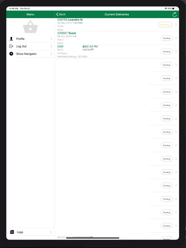 MyDelivery Driver iPad 應用截圖
