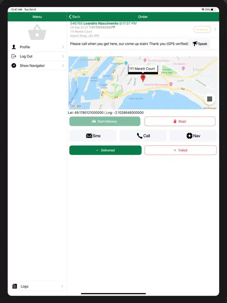 MyDelivery Driver iPad 應用截圖