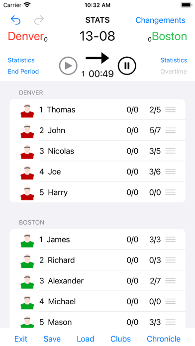 Tangkapan layar STATS Basketball Lite
