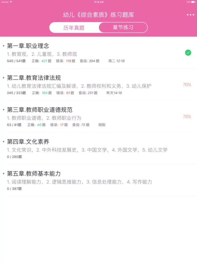 教师资格证《幼儿综合素质》题库 iPad  Screenshots