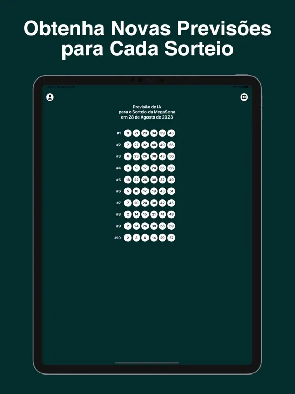 Ảnh chụp màn hình của MegaSena.ai Número Predictor iPad 