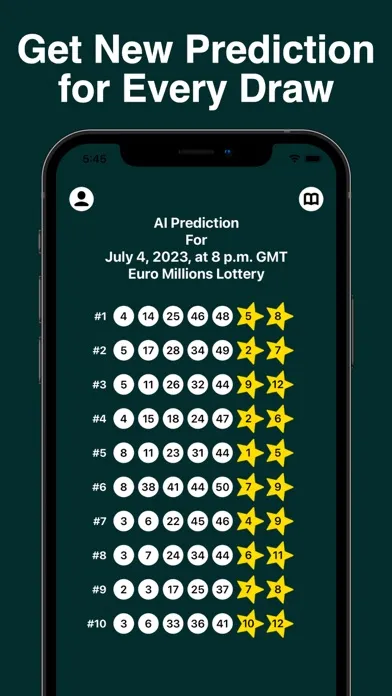 Capturas de tela do EuroMillions.ai Prediction