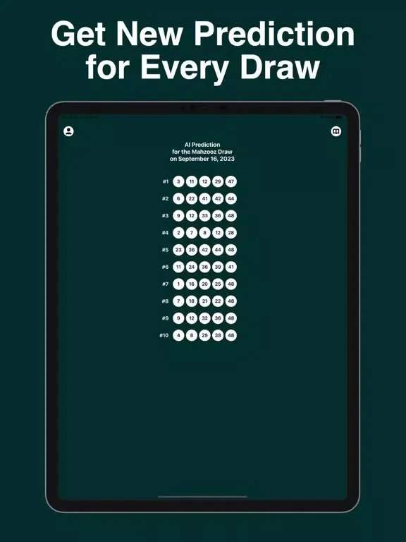 Mahzooz.ai Number Prediction iPad  스크린샷