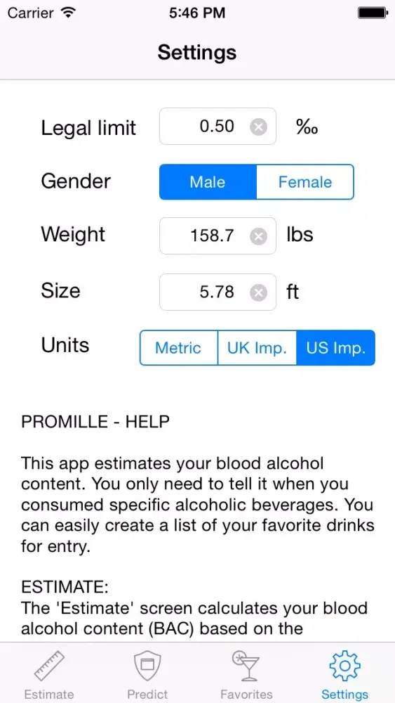 Скриншоты Promille - Blood Alcohol Tracker