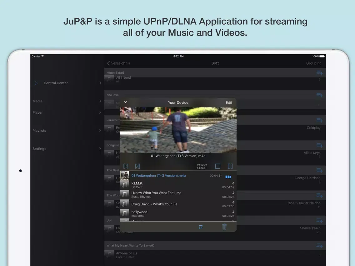 JuP&P - UPNP Player & Remote Control iPad 应用截图