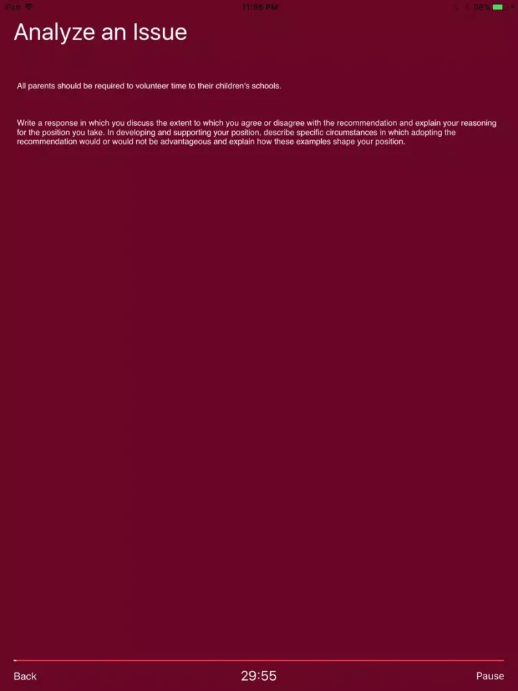GRE Essay Practice Tool iPad 应用截图