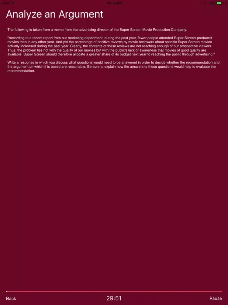 GRE Essay Practice Tool iPad 应用截图