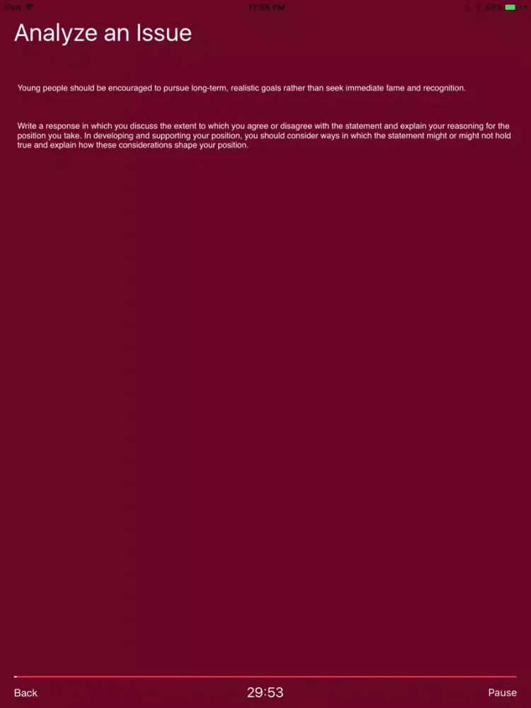 GRE Essay Practice Tool iPad 应用截图