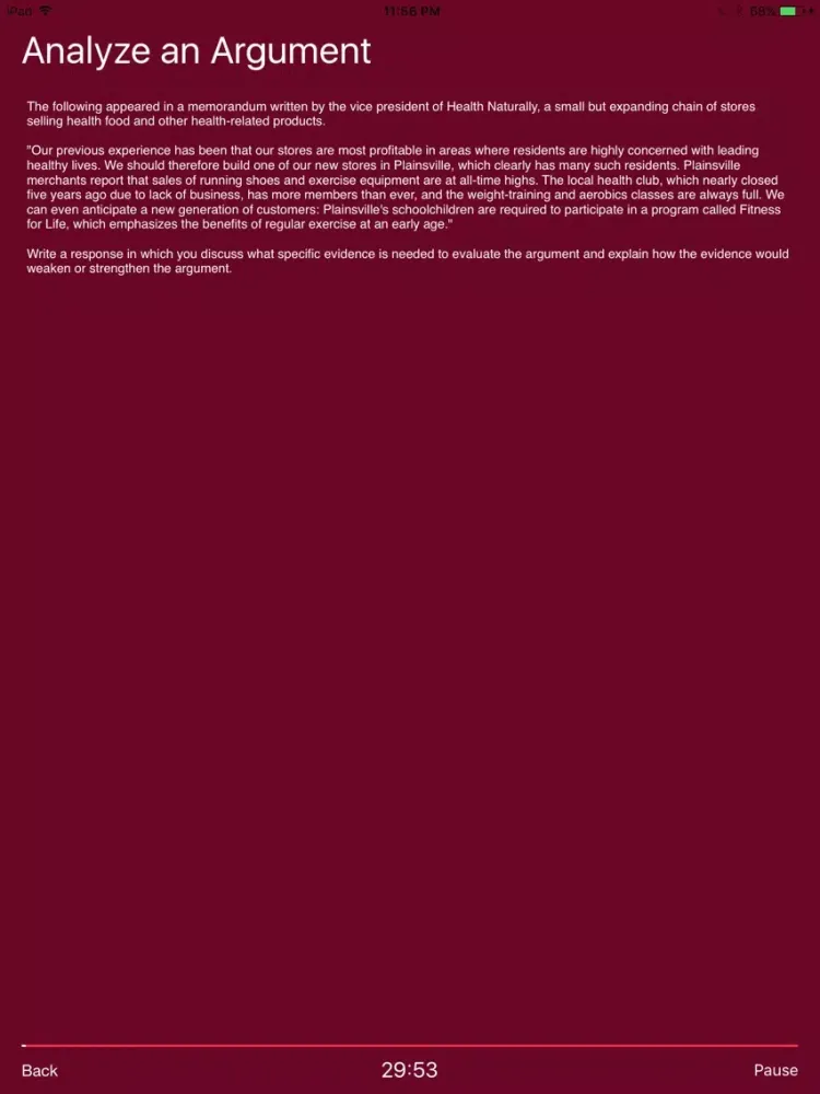 GRE Essay Practice Tool iPad 应用截图