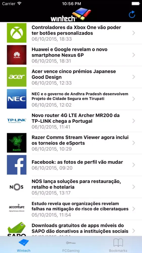Capturas de tela do Wintech