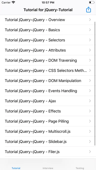 Screenshot di Tutorial for jQuery