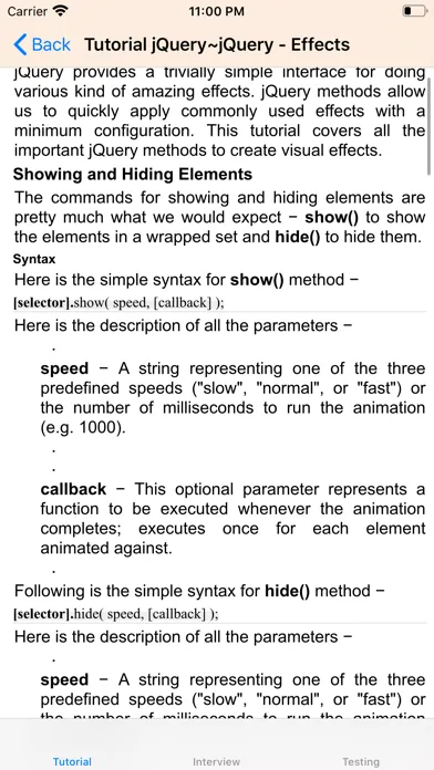 Screenshot di Tutorial for jQuery
