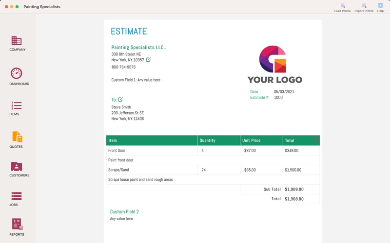 Job Estimate Maker Screenshots