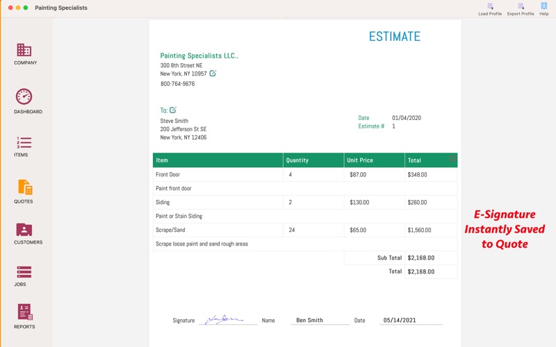 Job Estimate Maker Screenshots