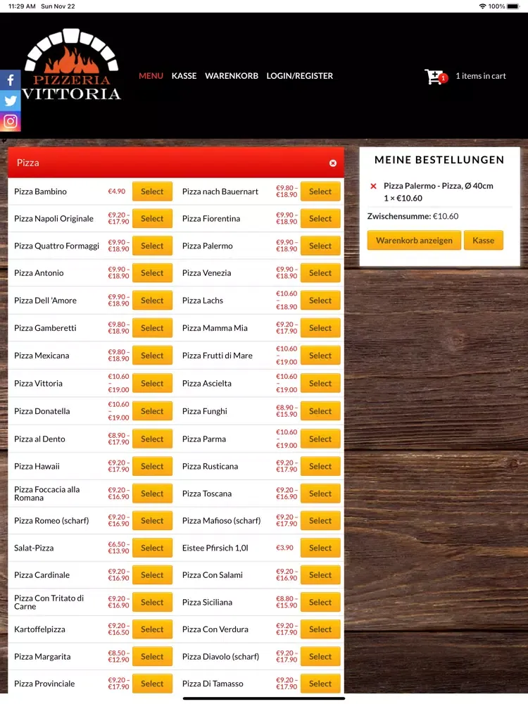 تصاویر Pizzeria Vittoria iPad 