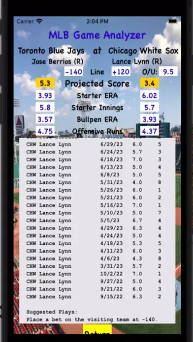 MLB Game Analyzer স্ক্রিনশট