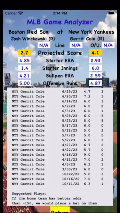MLB Game Analyzer স্ক্রিনশট
