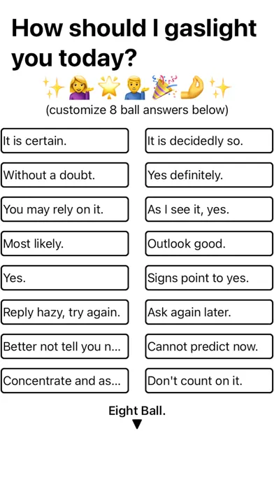Gaslight Me! Magic 8 Ball 스크린샷