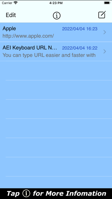 Ảnh chụp màn hình của AEI Keyboard URL Note