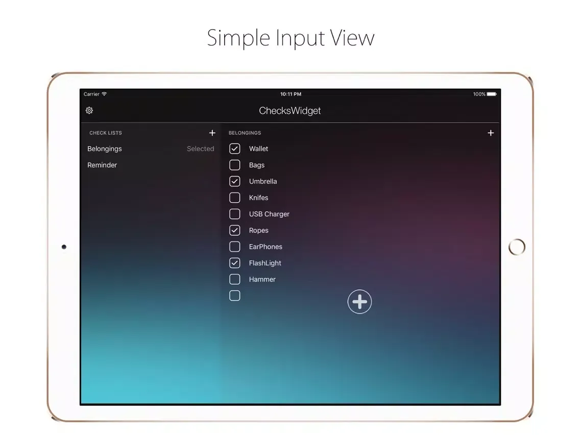 ChecksWidget Pro iPad 应用截图