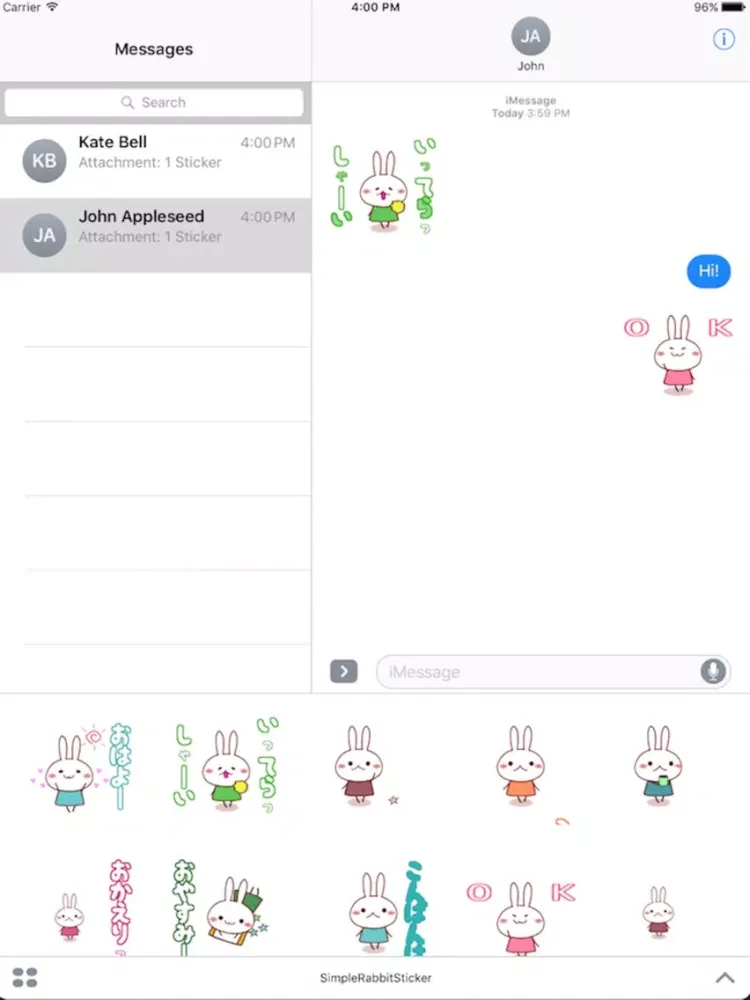 シンプルうさぎの毎日使える無難スタンプ iPad  Ekran Görüntüleri