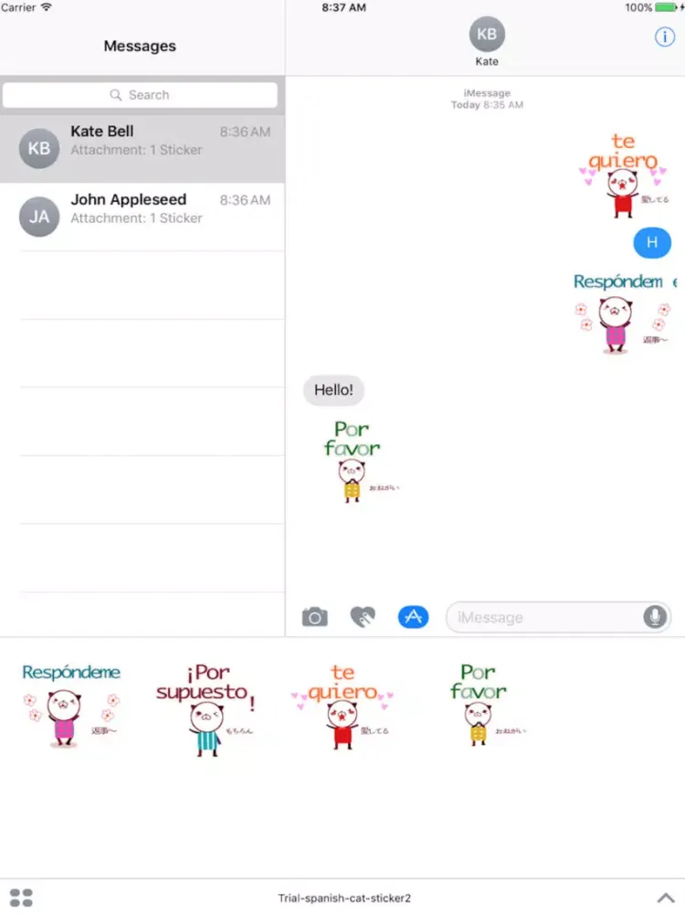 Trial - Spanish cat with Japanese Sticker iPad 应用截图