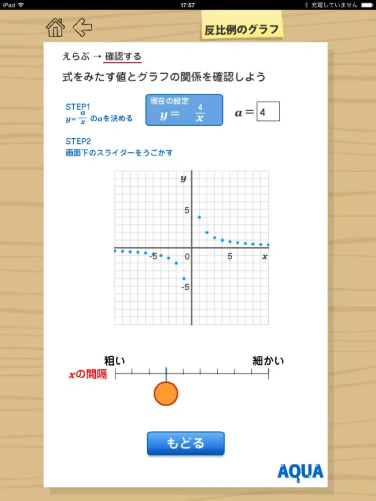 Capturas de tela do Graph of Inverse Proportion in "AQUA" iPad 