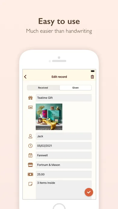 Ảnh chụp màn hình của Gift Recorder - Gift List App
