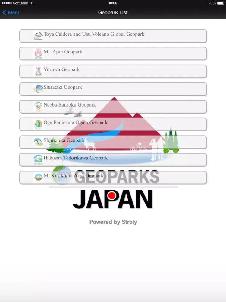 Tangkapan skrin GEOPARK iPad 