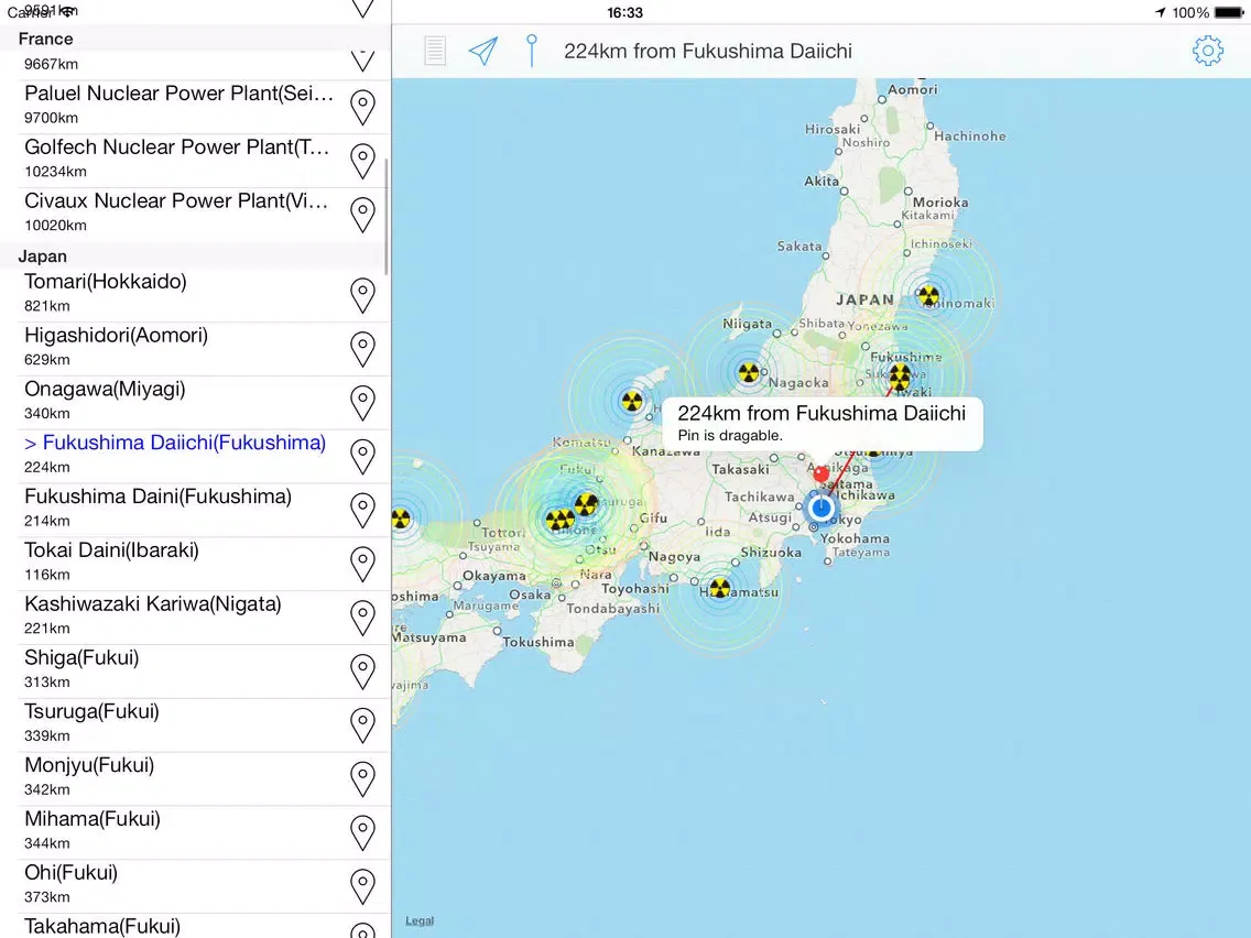 Capturas de pantalla de Japan Nuclear Power Plants Map iPad 
