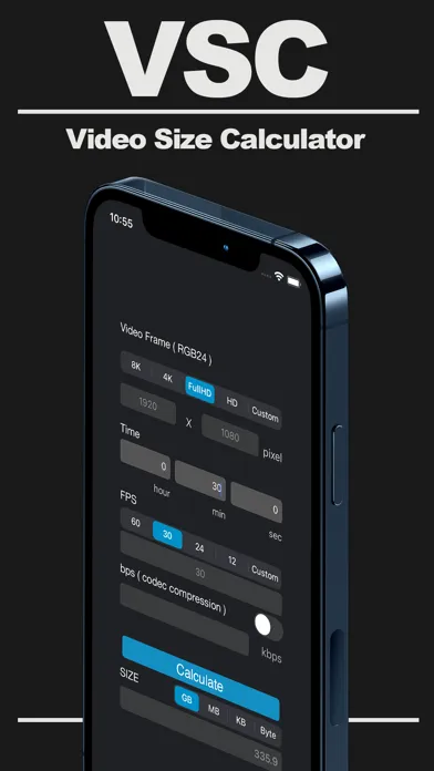 Ảnh chụp màn hình của Video Size Calculator