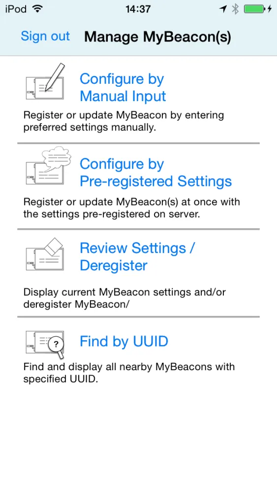 Tangkapan skrin MyBeacon Tool