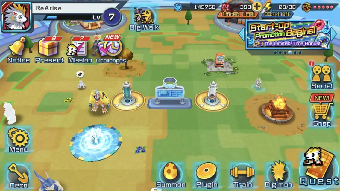 Capturas de tela do DIGIMON ReArise