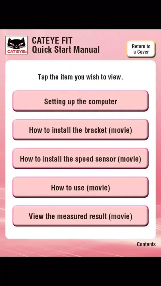 Zrzuty ekranu CatEye FIT Computer Quick Start