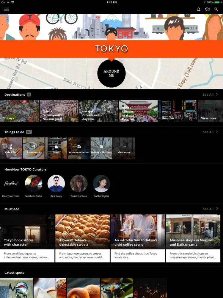 Ảnh chụp màn hình của HereNow - Asia's City Guide iPad 