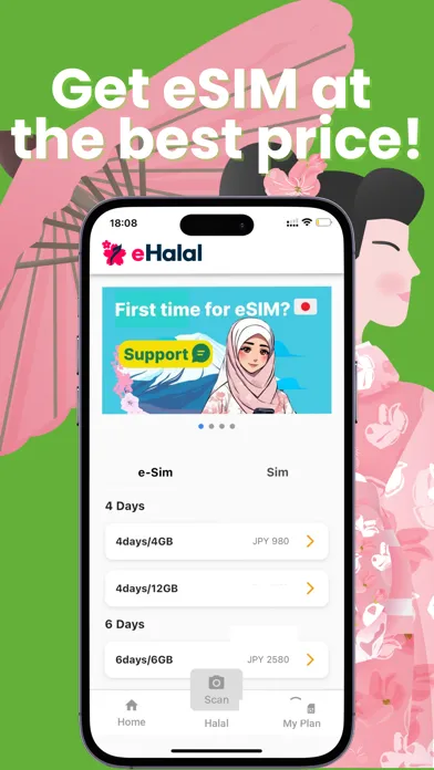 Ảnh chụp màn hình của eHalal-Halal Japan trip/eSIM