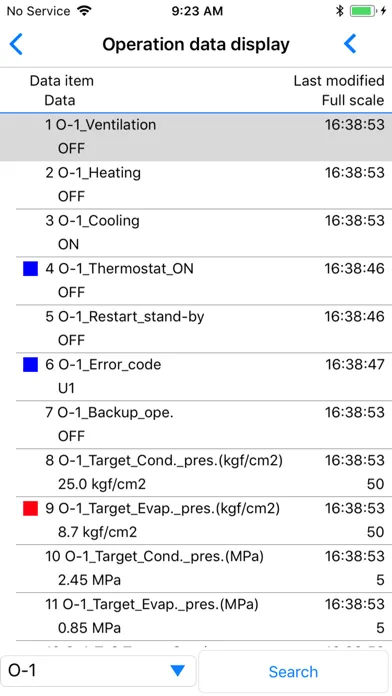 Capturas de tela do Daikin Service Diagnosis Tool