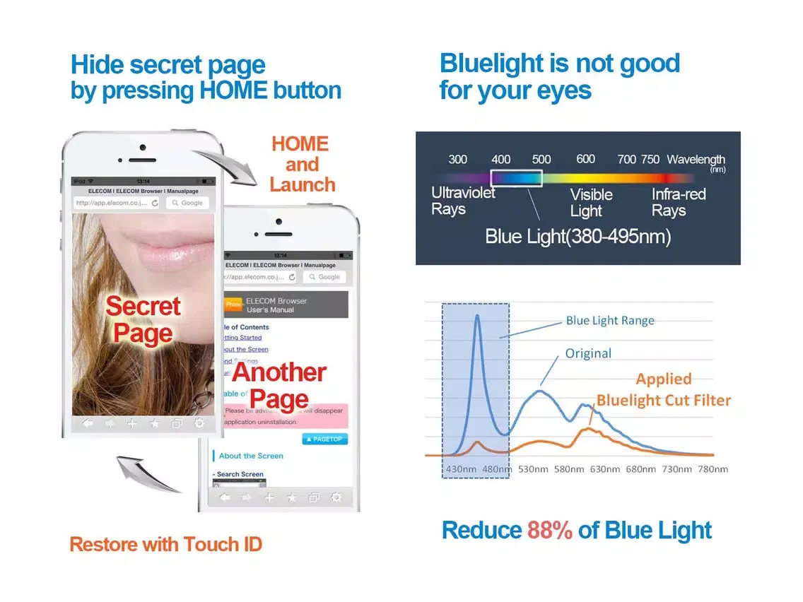 ELECOM Browser FREE (blue light cut filter) iPad 應用截圖