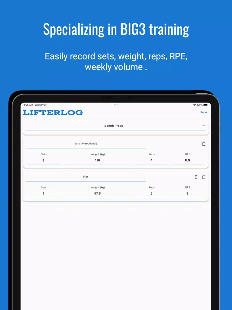 BIG3 Record App - LifterLog iPad  स्क्रीनशॉट