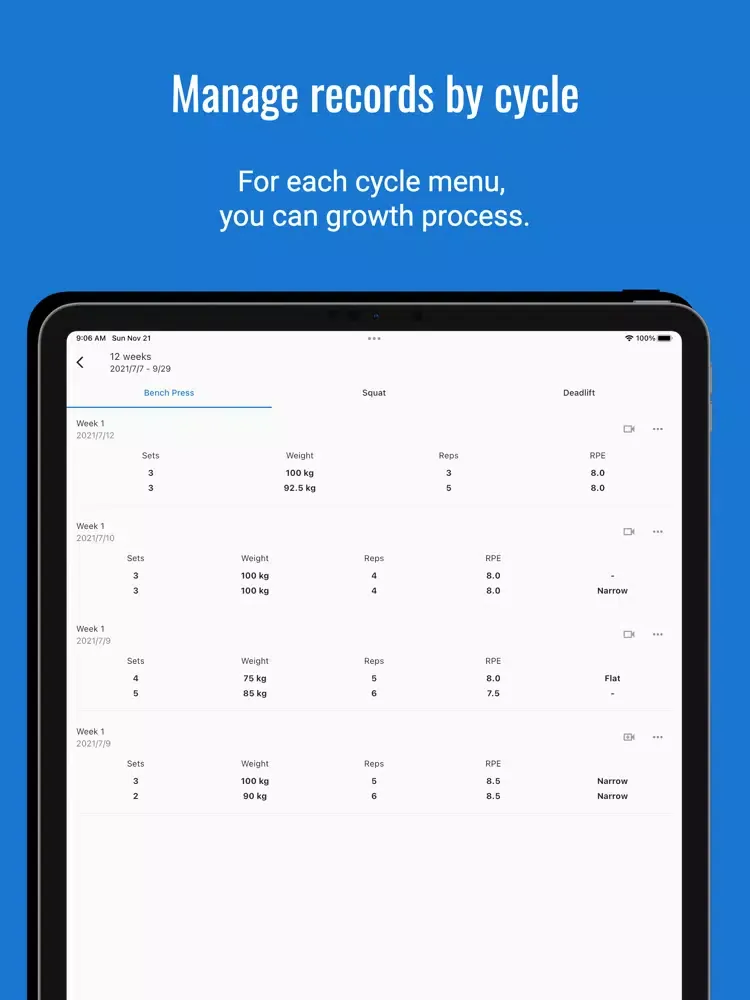 BIG3 Record App - LifterLog iPad  स्क्रीनशॉट