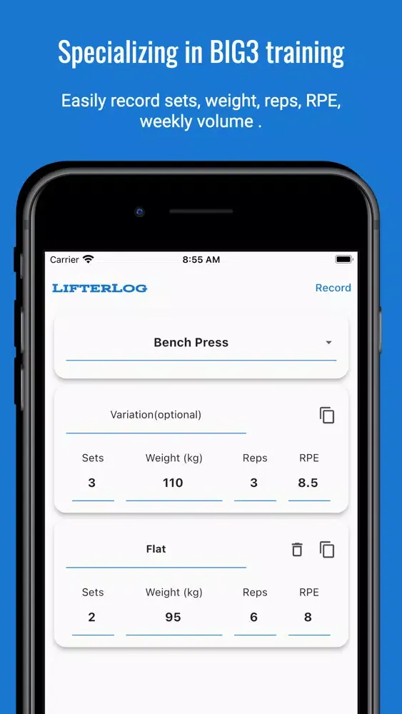 BIG3 Record App - LifterLog स्क्रीनशॉट