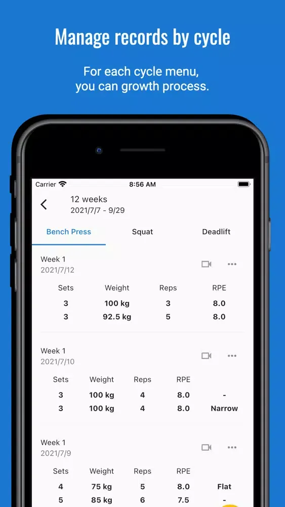 BIG3 Record App - LifterLog स्क्रीनशॉट
