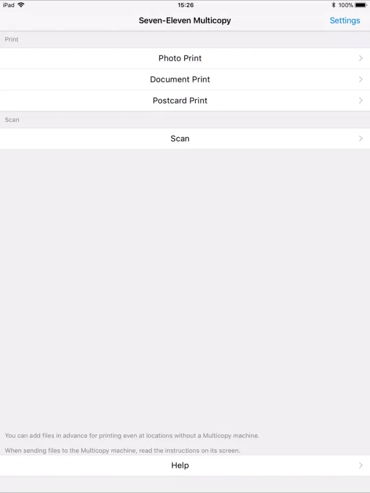 Ảnh chụp màn hình của Seven-Eleven Multicopy iPad 