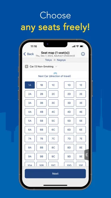 Capturas de tela do Shinkansen smartEX App