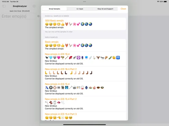 Tangkapan skrin Emoji Analyzer iPad 
