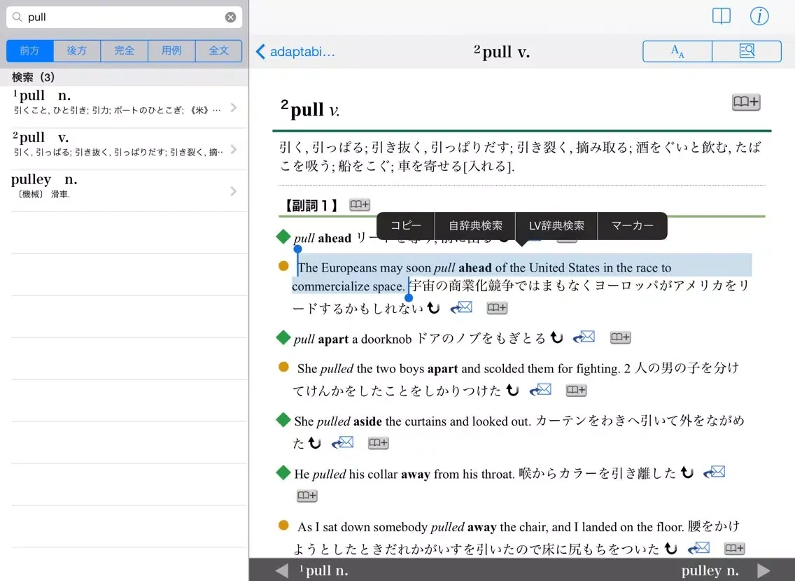 Tangkapan layar 新編英和活用大辞典 iPad 