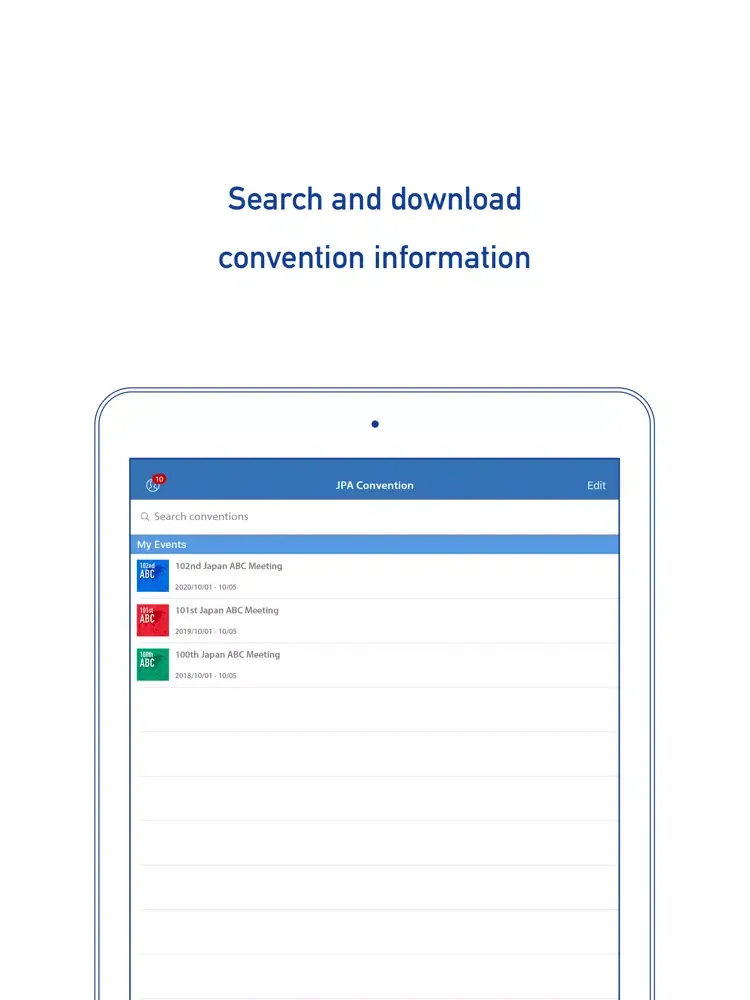 Capturas de pantalla de JPA Convention iPad 