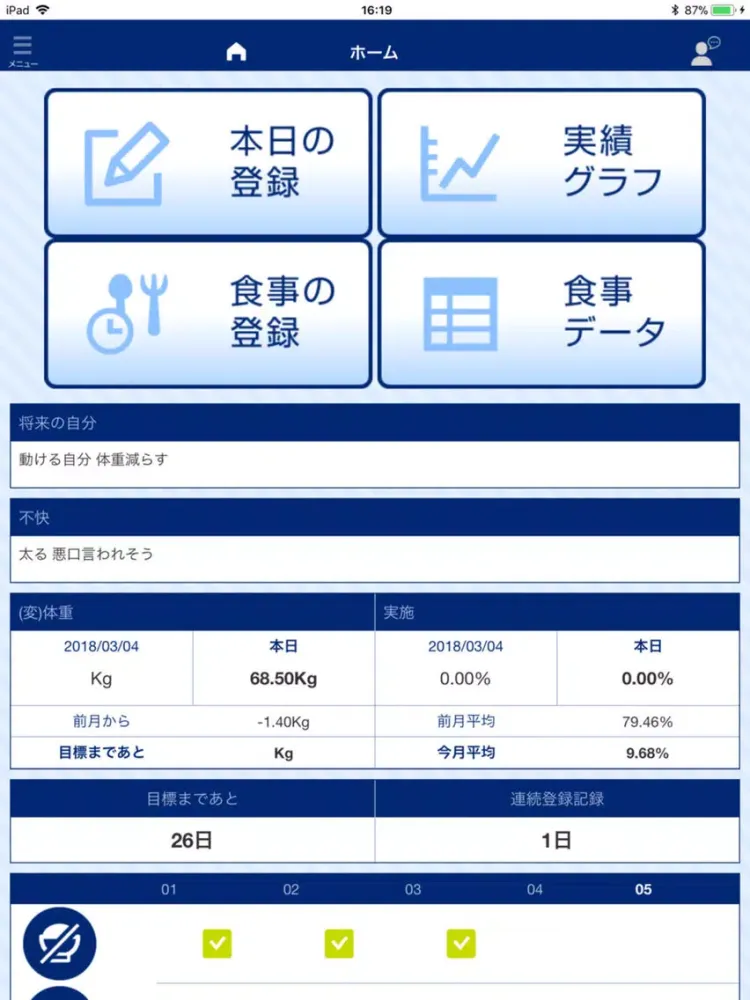 Screenshot di Aube For One～行動目標、体重記録、食事記録 iPad 