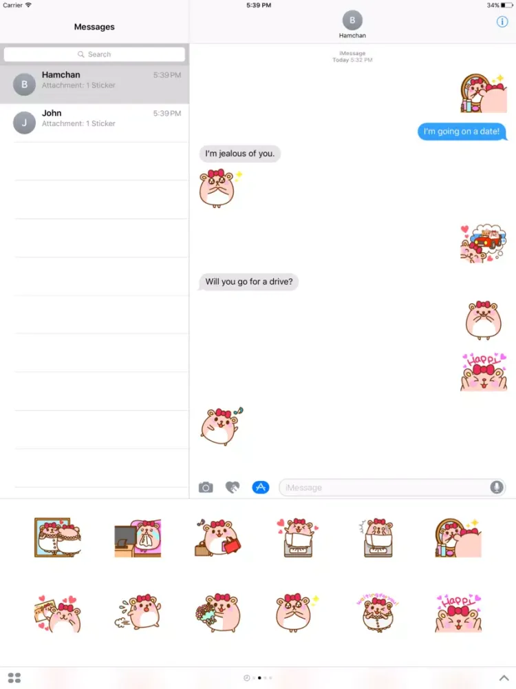 Girls Hamster Sticker iPad  스크린샷